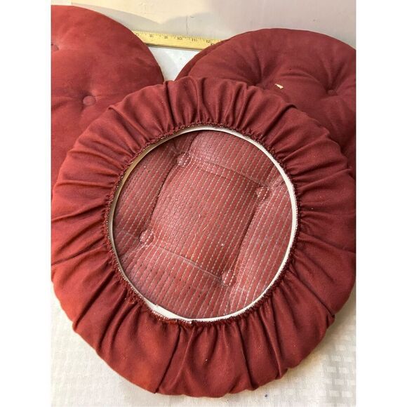 Stool cushion covers 3 pieces burgundy 14” diameter USA - Picture 2 of 5